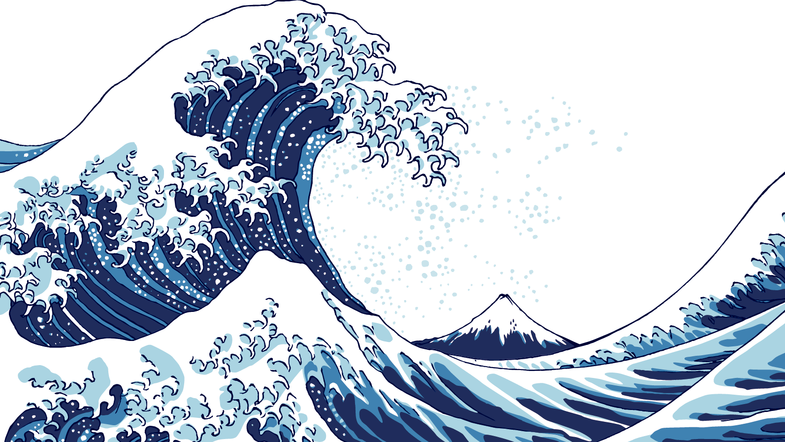波間に見える富士　浮世絵風イラスト